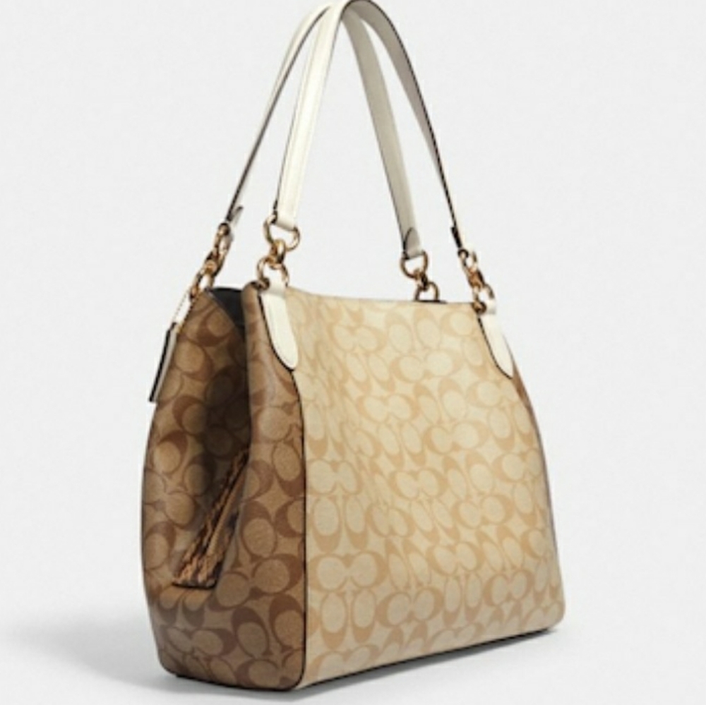 💕SOLD 💕New💚Coach Signature Snakeskin Leather Mix Shoulder Bag - Picture 4 of 6